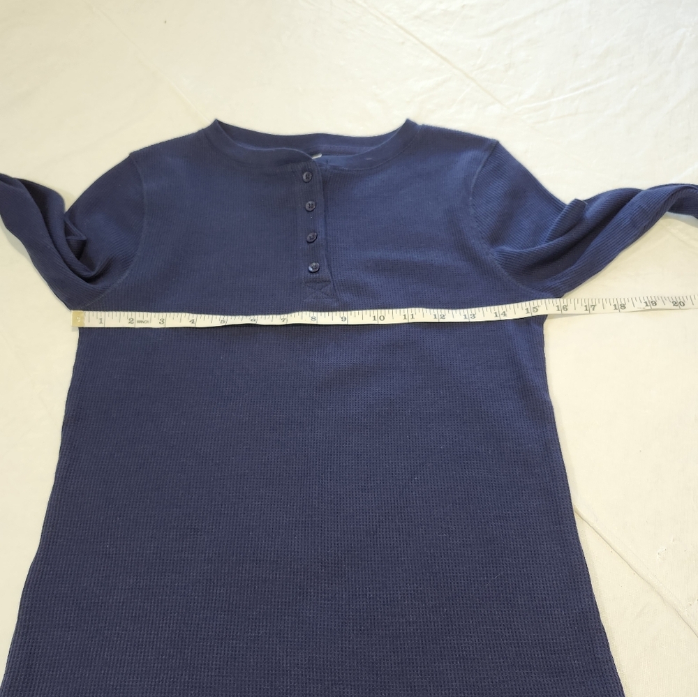 Rosio Deep Blue Long Sleeve Henley Top - Picture 4 of 9